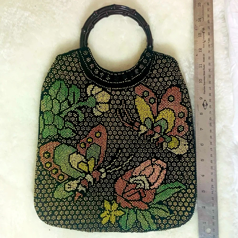 VINTAGE Texturized Floral Hobo Handbag